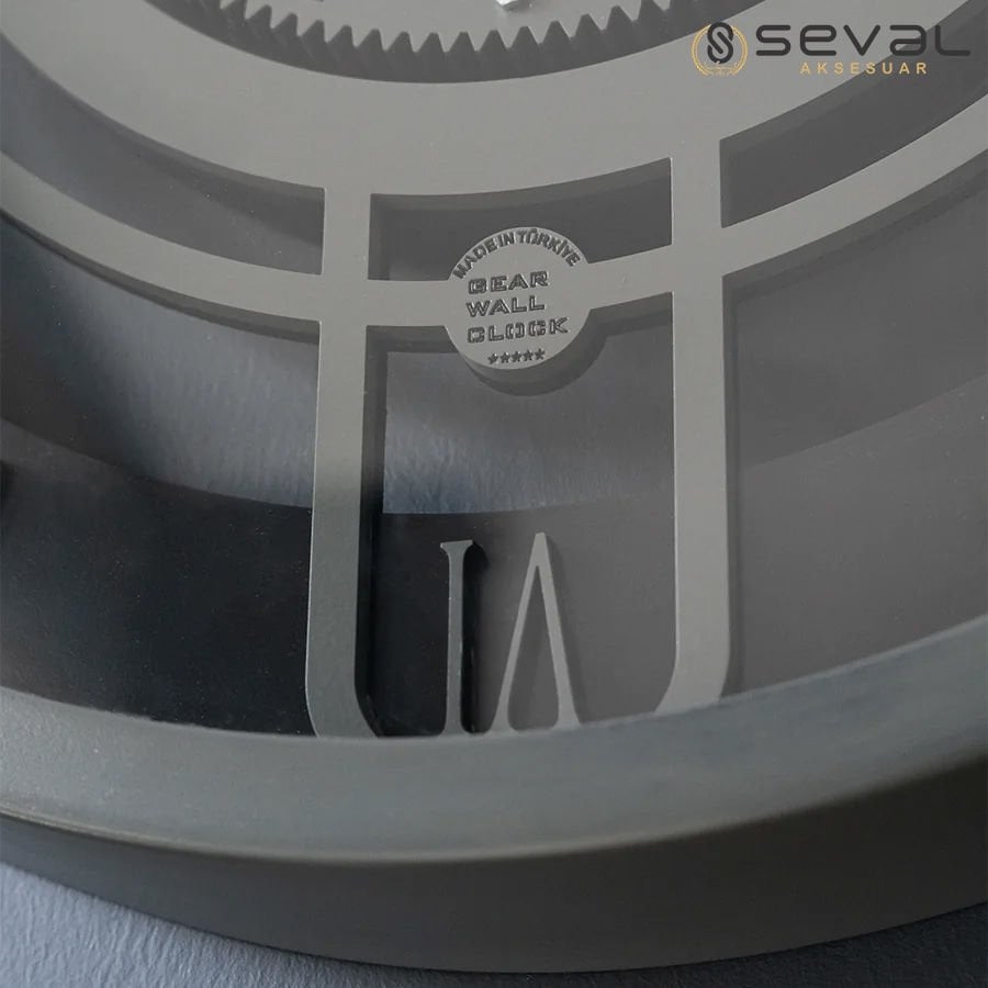 60 CM Metal Eskitme-Hâki Döner Çarklı Camlı Duvar Saati,Metal Salon Ofis Duvar Saati