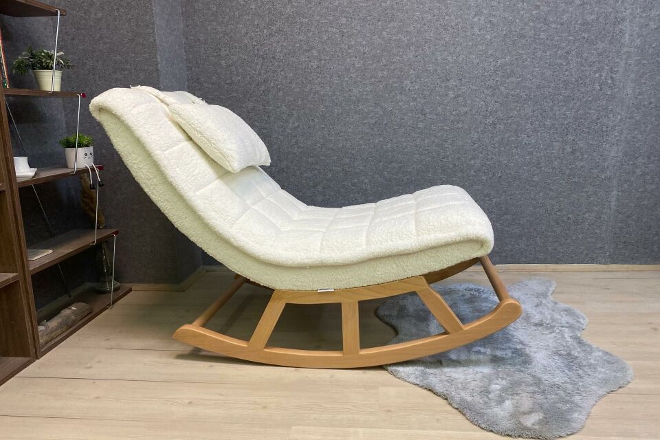 Miskin Krem - Naturel Sallanan Sandalye