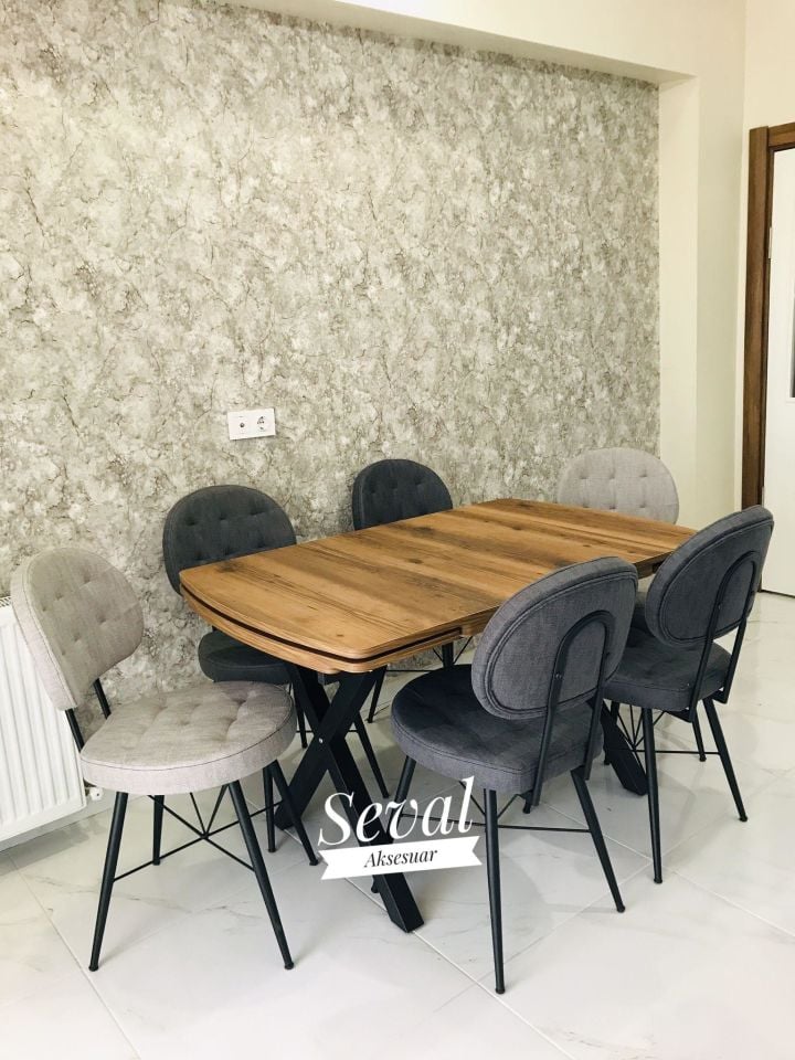 A.Çam Gold Masa + Örümcek Sandalye Takımı 