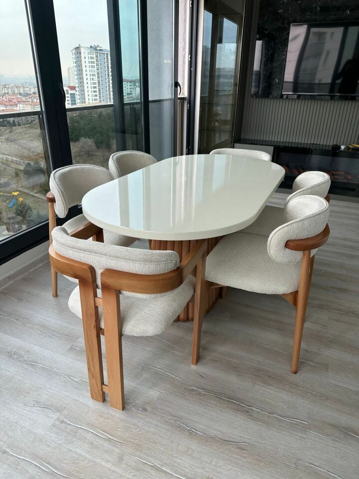 Krem PTT Masa + T, Polo Sandalye Takımı 