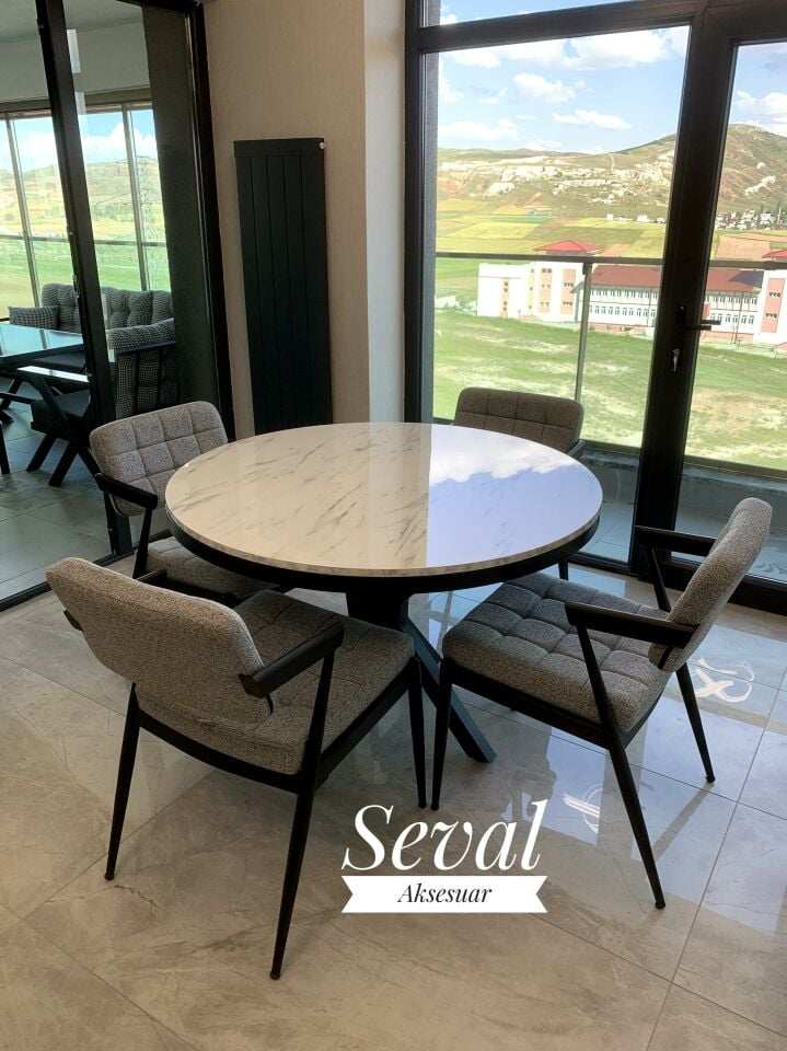 Marmo Poyraz Masa + Klas Sandalye Takımı