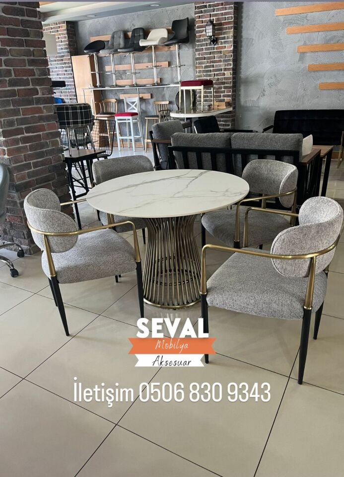 Porselen Pota Masa + Poyraz Sandalye Takımı