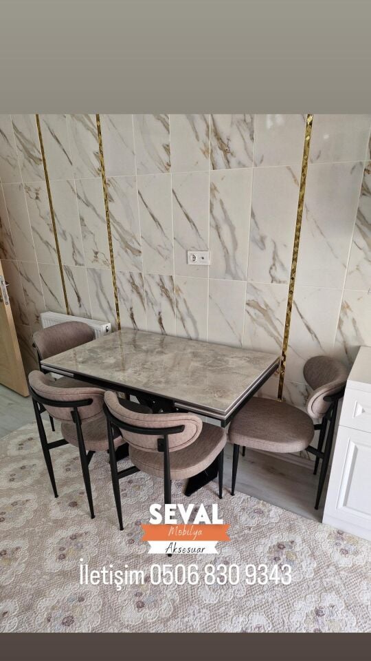 Rampla X Masa + Roza Sandalye Takımı