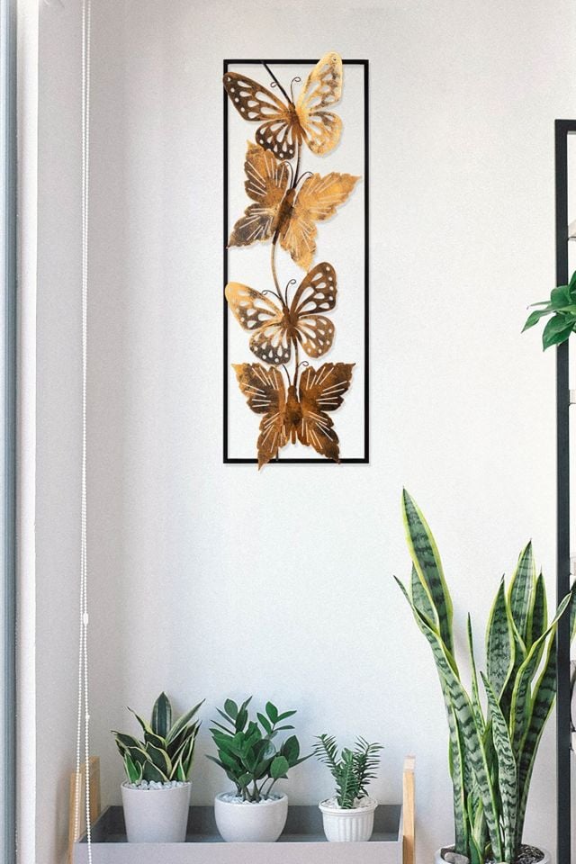 Farfal Metal Tablo Ev Ofis Kelebek 32x90