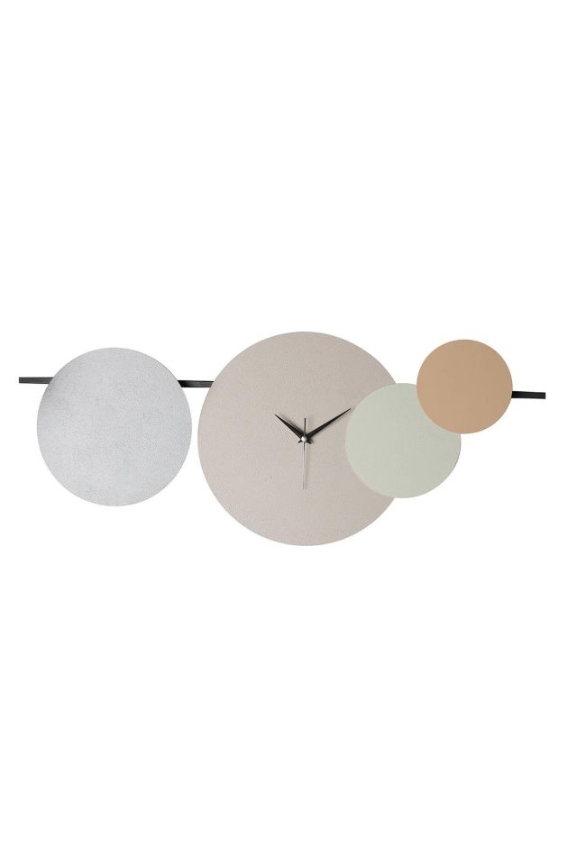 Maxico Metal 75-30cm Dekoratif Duvar Saati (Mavi-Lila-Yeşil-Kahve)