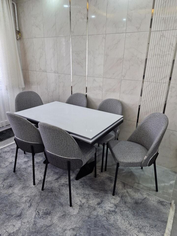 Beyaz X Açılır Masa + Kuğu Sandalye Takımı