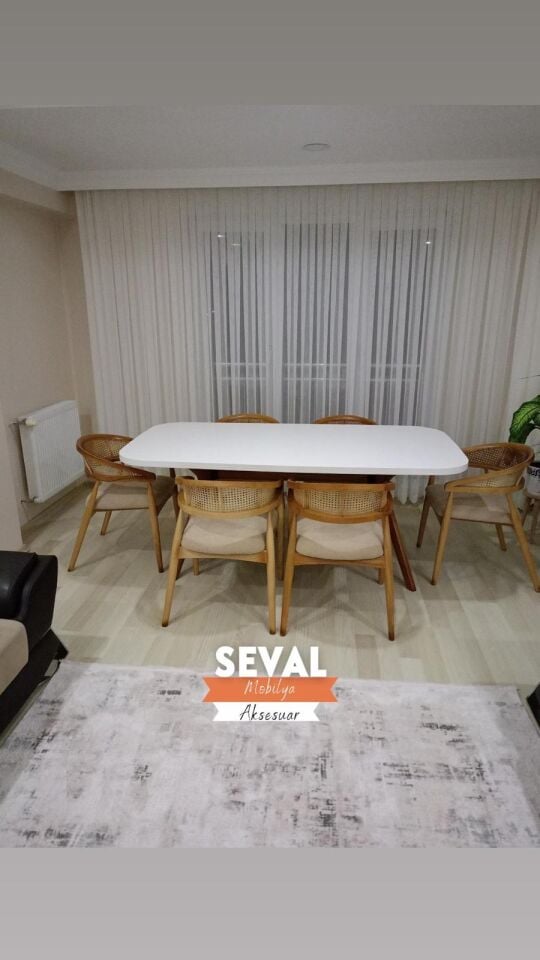 Beyaz Ahtapot Masa + Luna Sandalye Takımı
