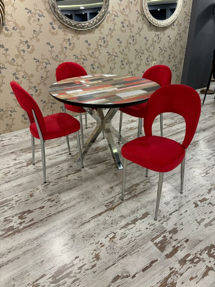 Kırmızı Yıldız Masa + Ay Sandalye Takımı