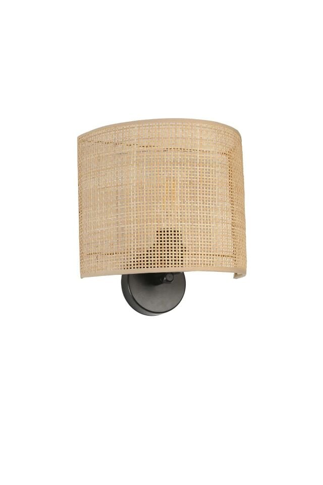 Örgülü Rattan Abajurlu Oval Aplik 