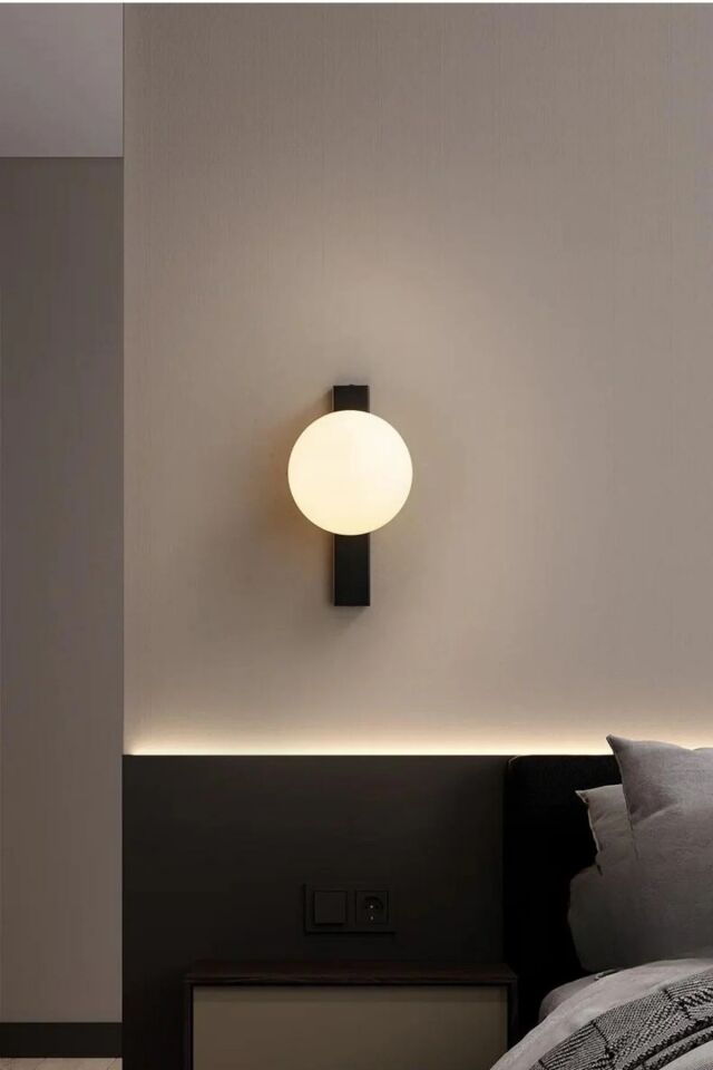 Yeni Modern Pilli Siyah Duvar Aplik 
