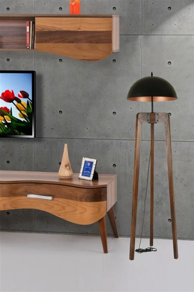 Çağla Ceviz Siyah Büyük Retro Başlıklı Lambader 