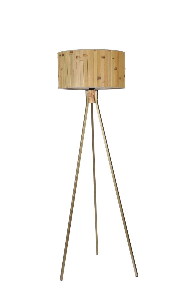 Fisco Tripod Eskitme Silindir Bambu 02 Abajurlu Lambader 