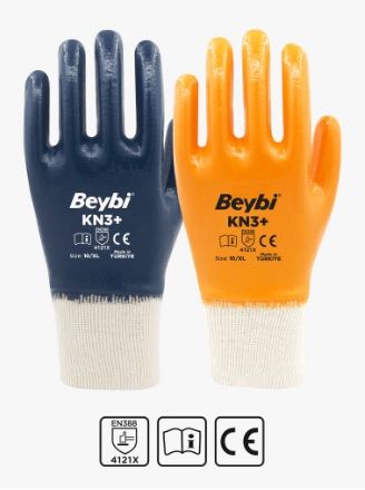 KN3+ Nitril Kaplı Pamuk Eldiven ( 288 ÇİFT / KOLİ )