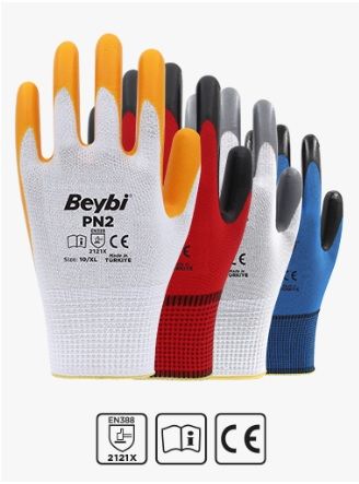 PN2 Polyester Örme Nitril Eldiven ( 504 ÇİFT / KOLİ )
