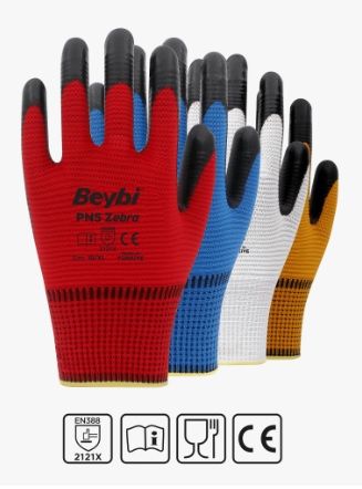 PN5 Zebra Nitril Kaplı Polyester Eldiven ( 288 ÇİFT / KOLİ )