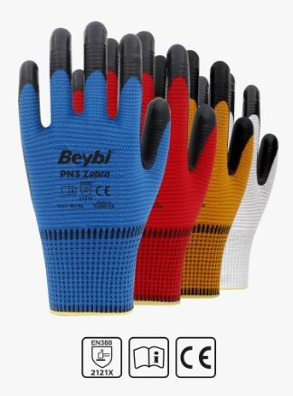 PN3 Zebra Nitril Kaplı Polyester Eldiven ( 288 ÇİFT / KOLİ )