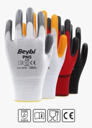 PN5 Nitril Kaplı Polyester Eldiven ( 288 ÇİFT / KOLİ )