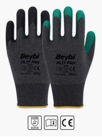 PL17 Flex Lateks Kaplı Polyester Likralı Eldiven ( 144 ÇİFT / KOLİ )