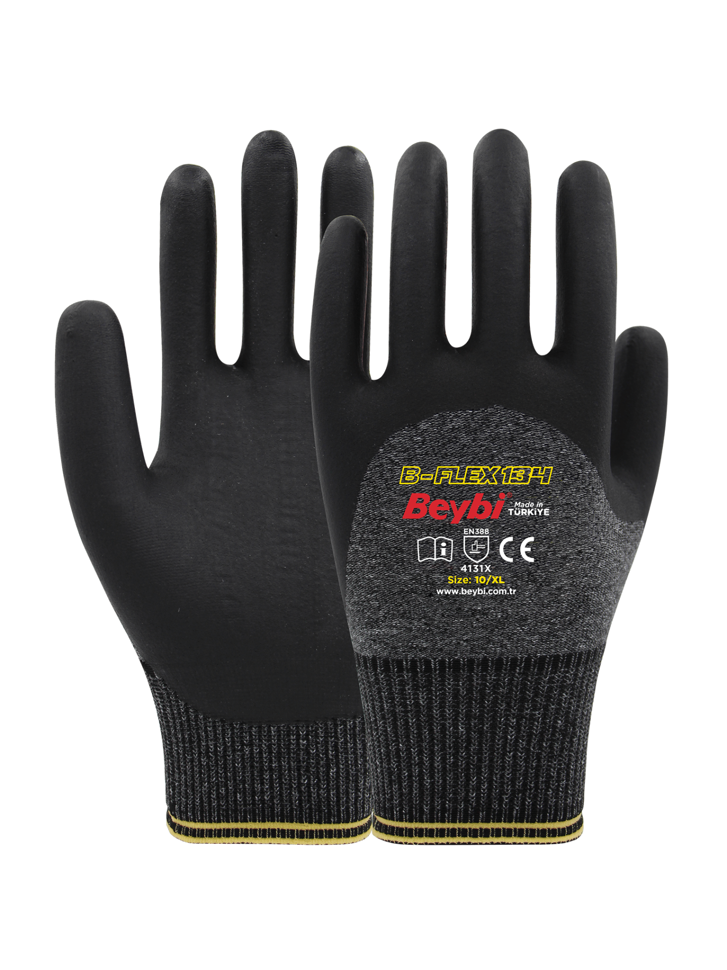 B-FLEX134 Köpük Nitril Kaplı Likralı Polyester Eldiven ( 144 ÇİFT / KOLİ )