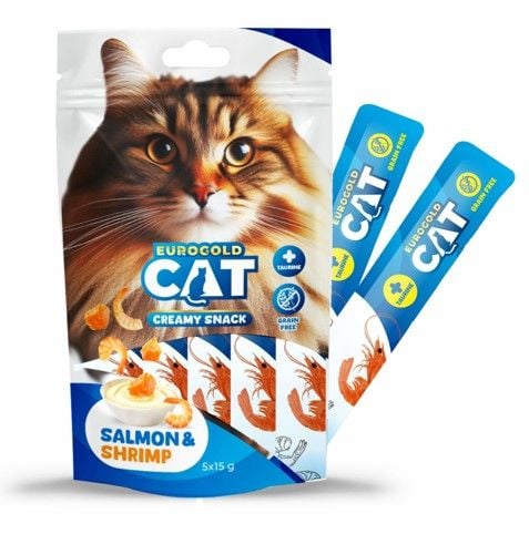 Eurogold Somon Karides Krema Kedi Ödülü 15 Gr 5 Li X 12 Adet