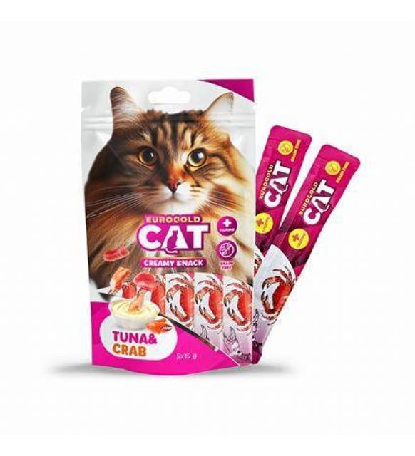 EuroGold Cat Sıvı Kedi Ödülü Ton - Yengeç 5x15Gr x12 adet
