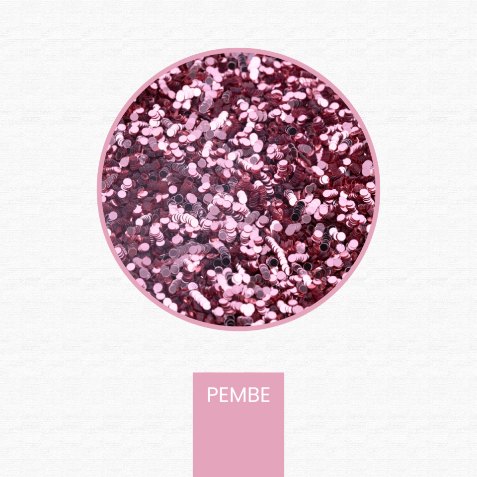 Pembe Glitter Yuvarlak  Epoksi-Nail Art-Makyaj Süsleme Pulu