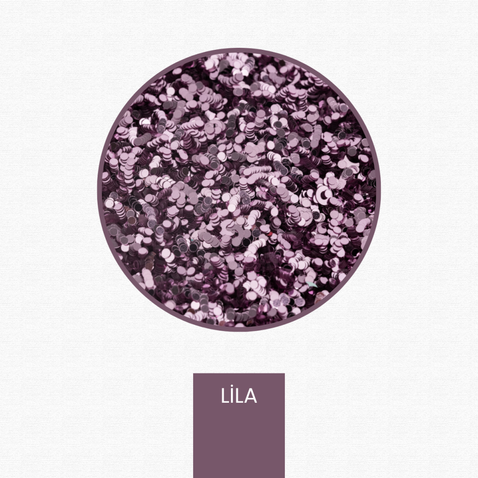 Lila Glitter Yuvarlak Epoksi-Nail Art-Makyaj Süsleme Pulu
