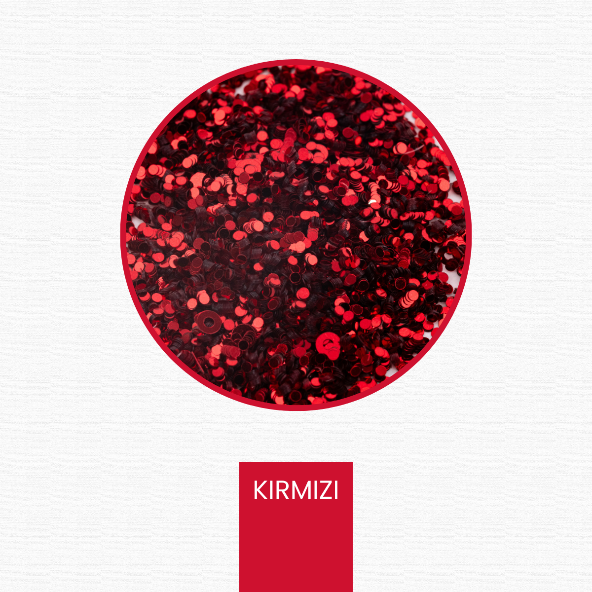 Kırmızı Glitter Yuvarlak Epoksi-Nail Art-Makyaj Süsleme Pulu