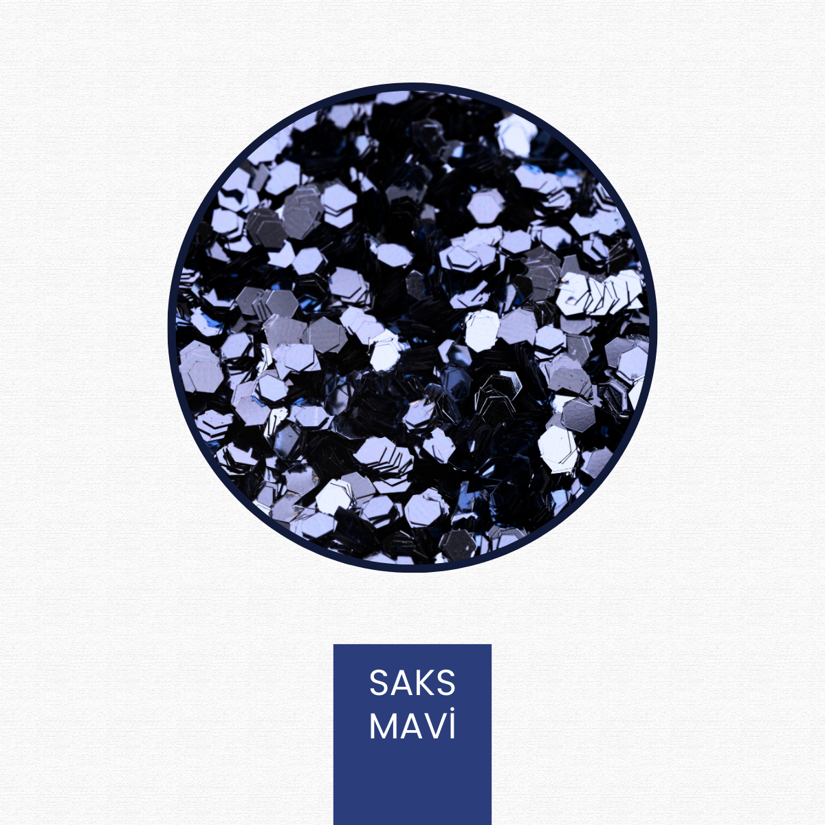 Saks Mavi Glitter Altıgen Epoksi-Nail Art-Makyaj Süsleme Pulu