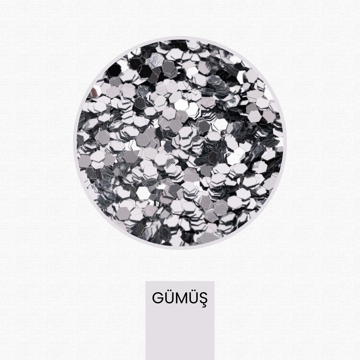 Gümüş Glitter Altıgen Epoksi-Nail Art-Makyaj Süsleme Pulu