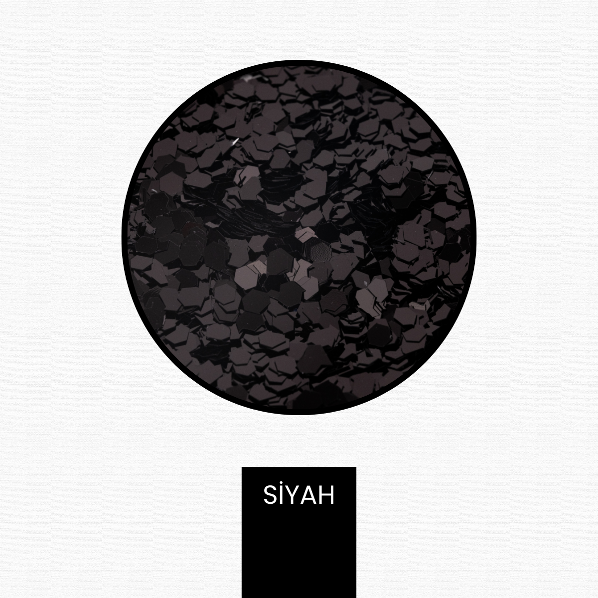 Siyah Glitter Altıgen Epoksi-Nail Art-Makyaj Süsleme Pulu