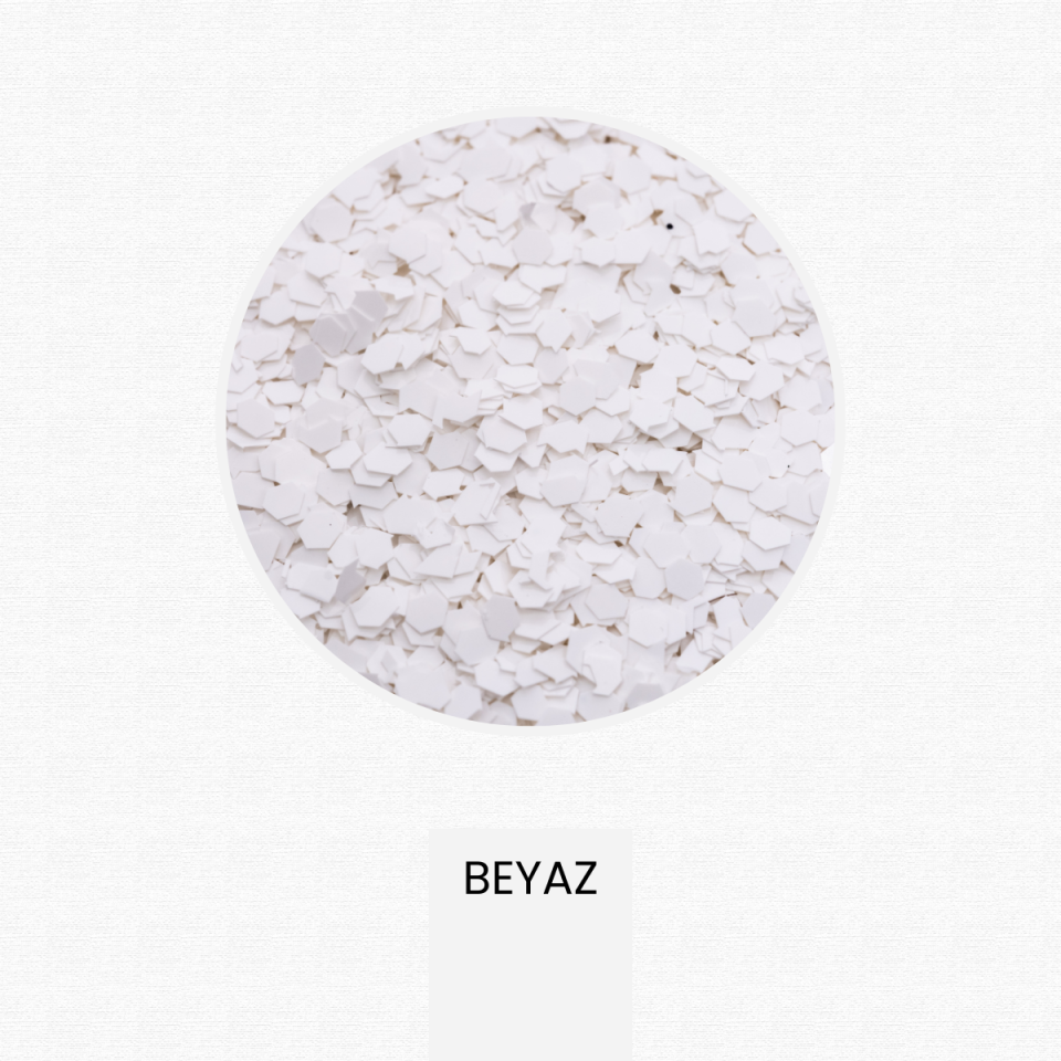 Beyaz Glitter Altıgen Epoksi-Nail Art-Makyaj Süsleme Pulu