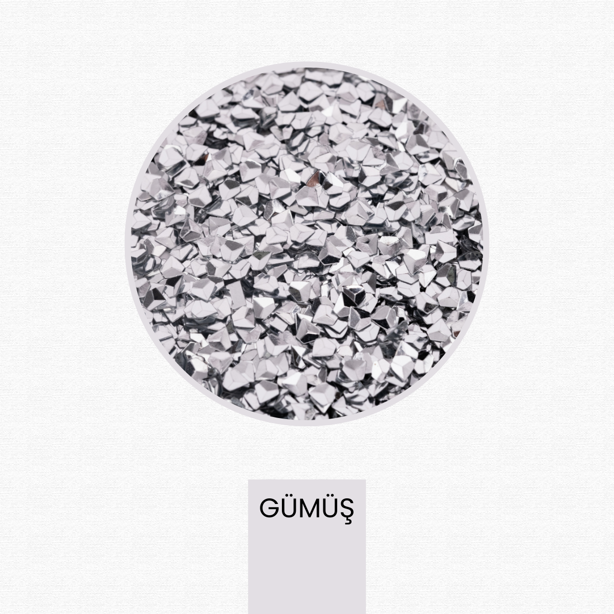Gümüş Glitter Elmas Kesim 3 Boyutlu Epoksi-Nail Art-Makyaj Süsleme Pulu