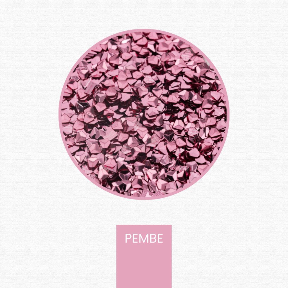 Pembe Glitter Elmas Kesim 3 Boyutlu Epoksi-Nail Art-Makyaj Süsleme Pulu