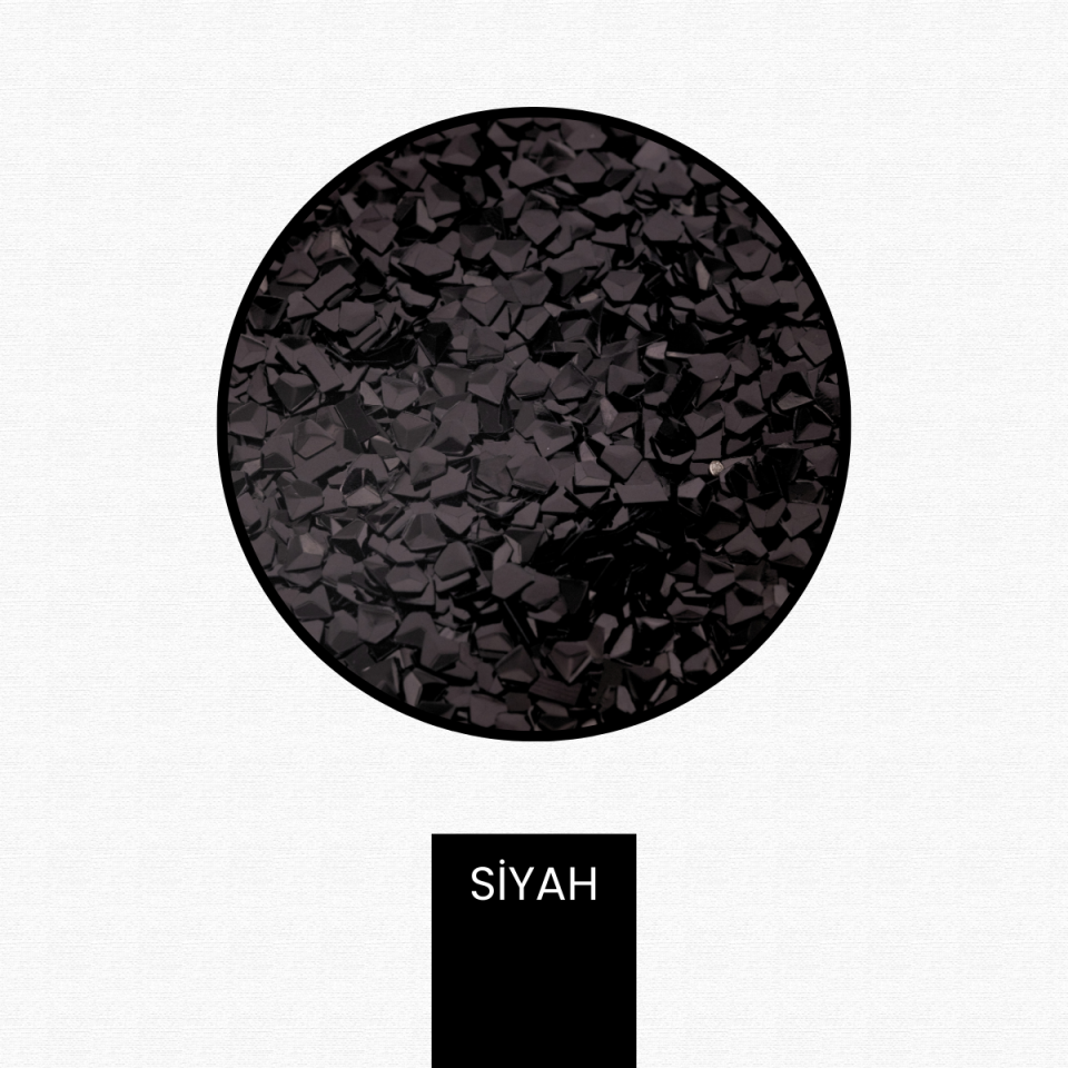 Siyah Glitter Elmas Kesim 3 Boyutlu Epoksi-Nail Art-Makyaj Süsleme Pulu