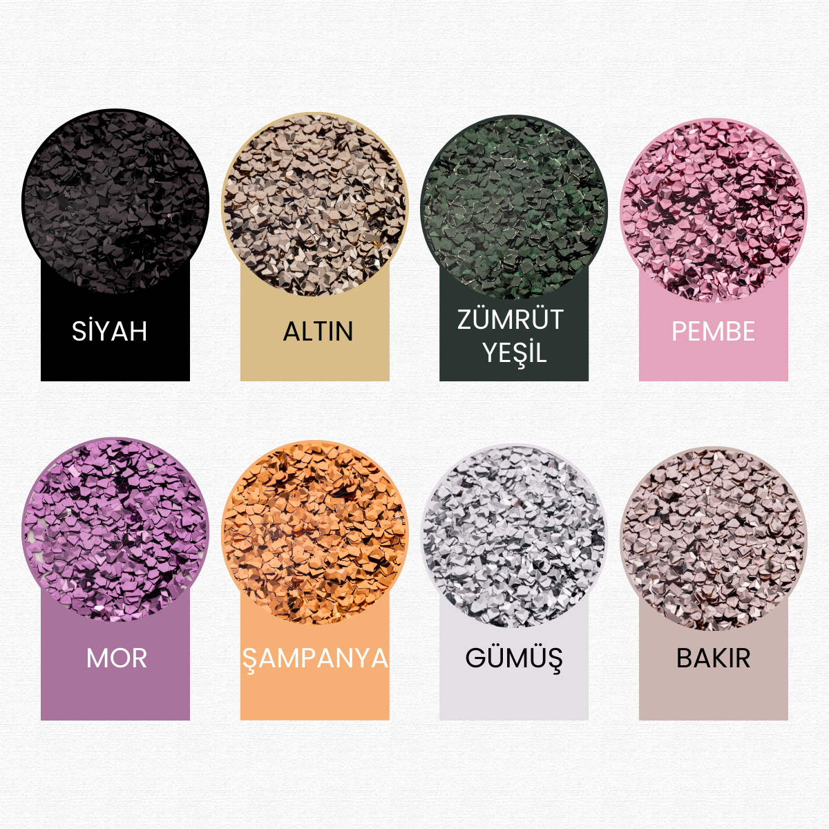 Glitter Set 8 Renk Elmas Kesim 3 Boyutlu Epoksi-Nail Art-Makyaj Süsleme Pulu