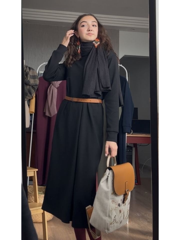 Kaşkorse Tunik Siyah + Crash Bambu Şal