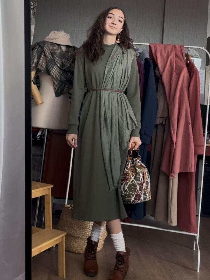Kaşkorse Tunik Yeşil + Crash Bambu Şal