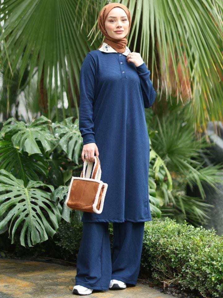 Polo Yaka Kaşkorse Tunik Sax