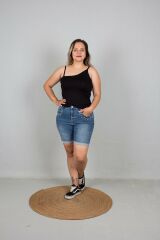 Büyük Beden Kadın Giyim Asimetrik Askılı Viskon Siyah Body