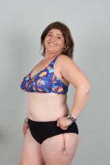 Büyük Beden Yüksek Bel Yan Ayarlanabilir Bikini Desenli Siyah Bk014