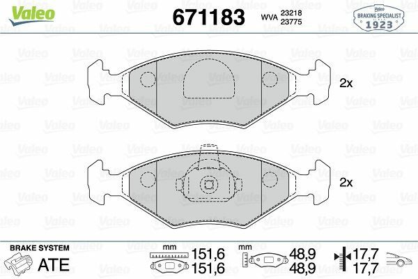 ÖN DİSK FREN BALATASI FIAT PALİO 1.0/1.1/1.2/1.4 06/96-10/04 FIAT PALİO WEEKEND 1.2/1.5 06/99-10/02