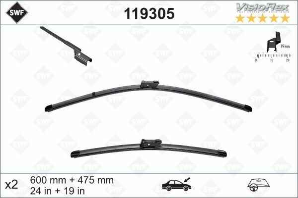 SİLECEK SÜPÜRGESİ ÖN ÜSTTEN BASMALI GOLF5-GOLF6-JETTA-PASSAT-CADDY-YETI 600 x 475 mm