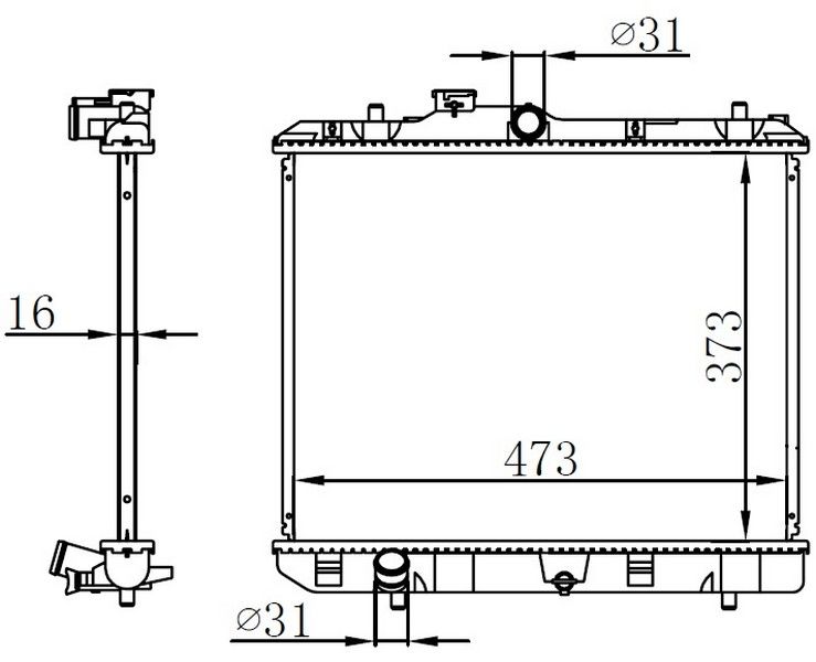 RADYATOR BRAZİNG MT 373X473X16 SPLASH 1.0İ/1.2İ 08 / OPEL AGİLA 07 630707