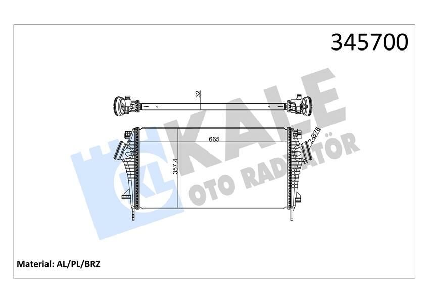 TURBO RADYATÖRÜ INTERCOOLER INSIGNIA A 09 17 1.6 CDTI LET-DTH-DTJ 2.0 DTH-NFT-NHT-DTR AL/PL/BRZ 2.8 NET-NER 665x361.7x32