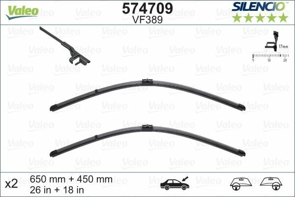 Valeo Silencio X-TRM Flat Blade VM389 X2 650 450 mm BMW 5 SERİSİ 03/10