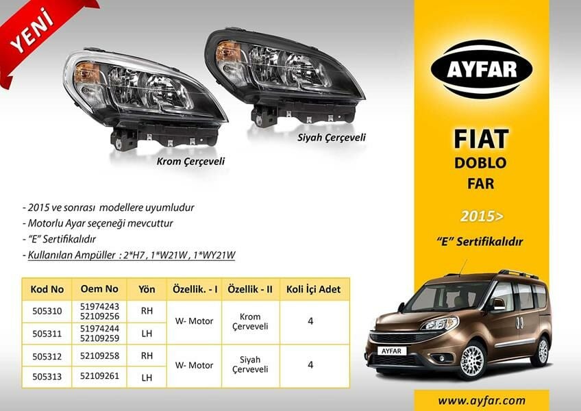 FAR SAĞ SİYAH ÇERÇEVELİ FIAT DOBLO 15