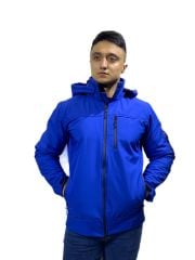 Toptan Saks Mavisi Softshell Mont - Polarlı İç Astar ile Çıkarılabilir Kapüşonlu