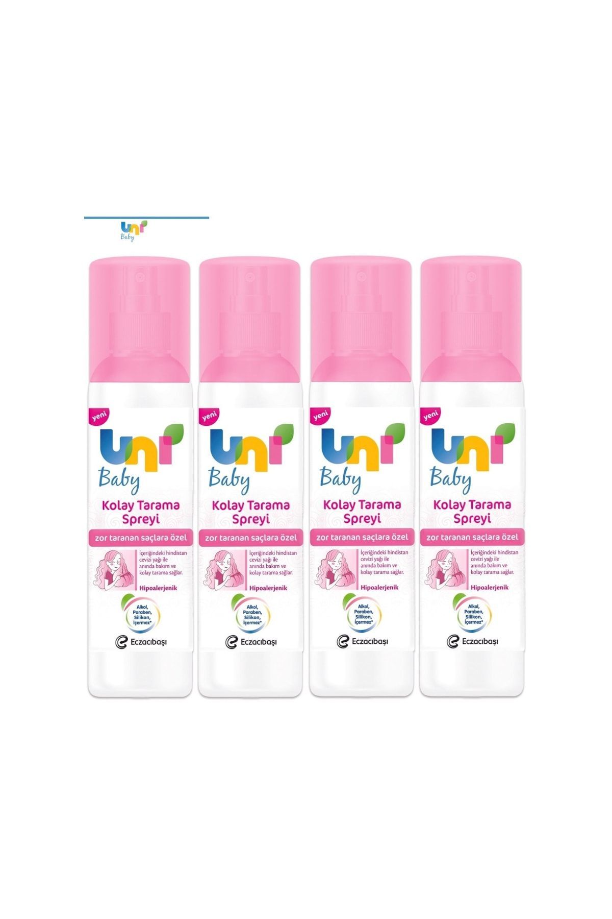 Uni Baby Kolay Saç Tarama Spreyi 200Ml (4 Lü Set) Zor Taranan Saçlara Özel