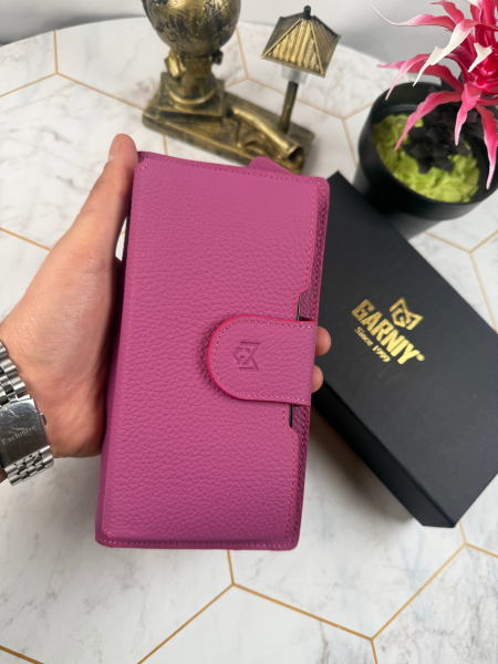 Garniy Telefon Bölmeli Tutamaçlı Büyük Bölmeli Fuşya Cüzdan